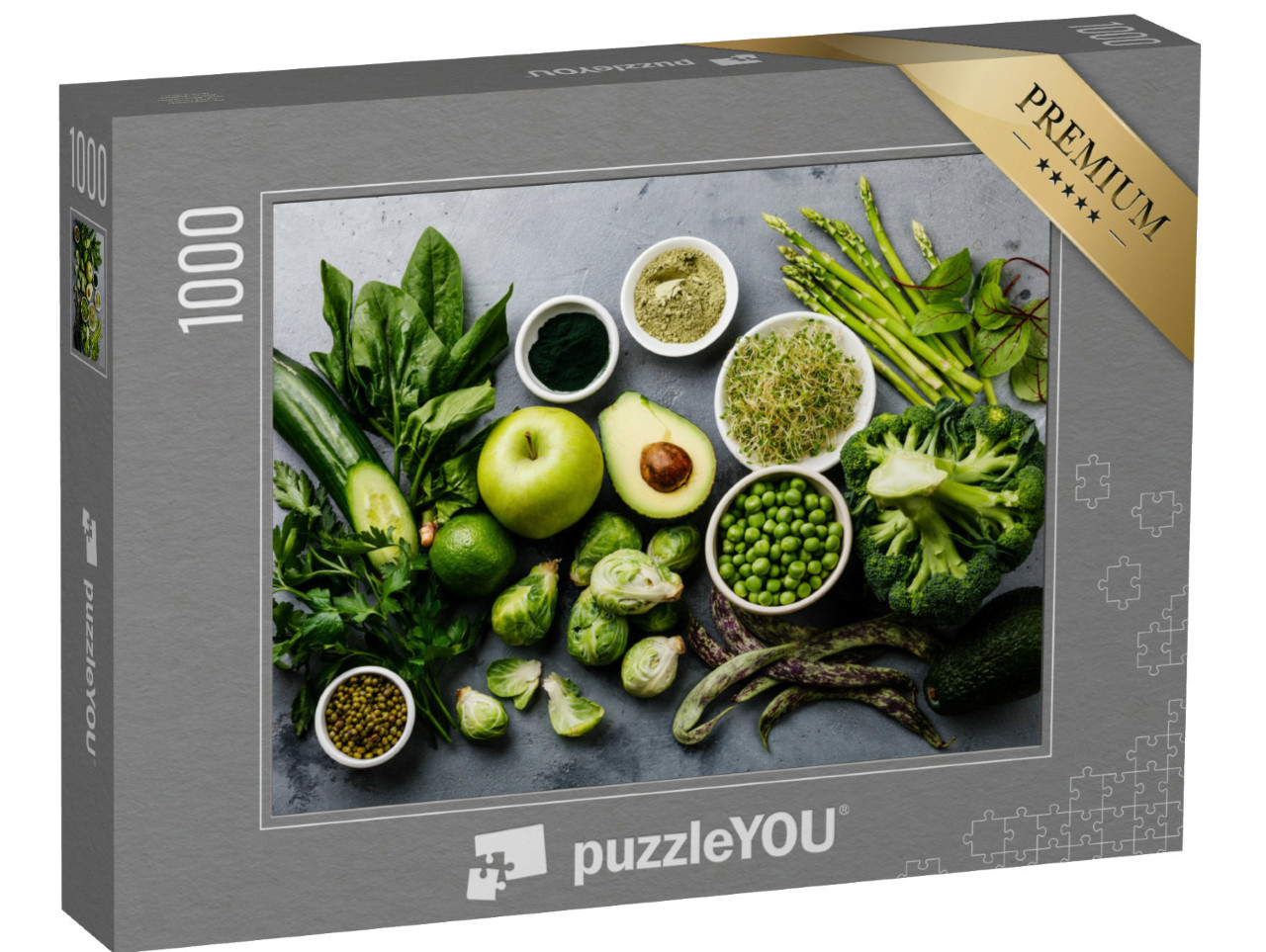 puzzle 1000 dílků „Avokádo, chřest, jablko, brokolice“
