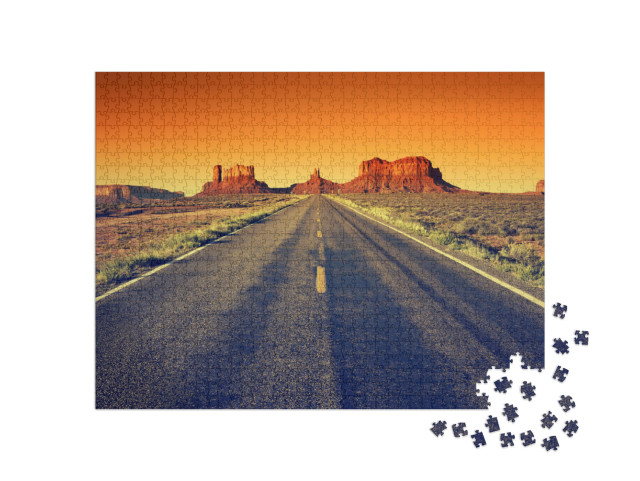 puzzle 1000 dílků „Cesta do Monument Valley při západu slunce, USA“