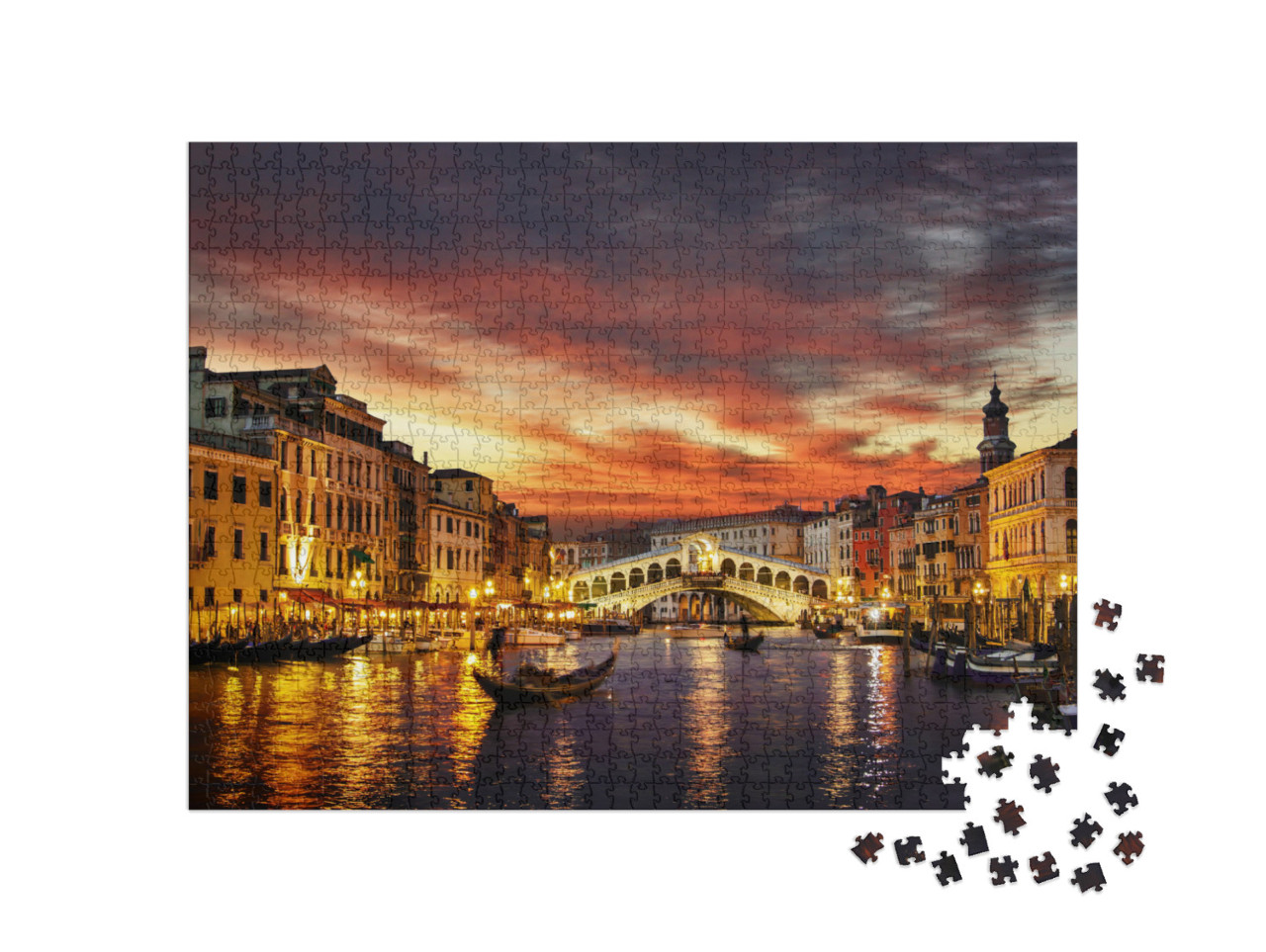puzzle 1000 dílků „Most Rialto při západu slunce, Benátky, Itálie“