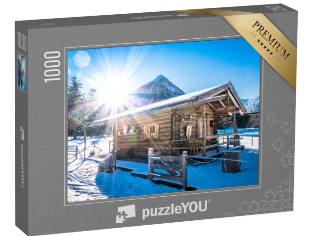 puzzle 1000 dílků „Alpská chata v zimě, Pertisau, Rakousko“