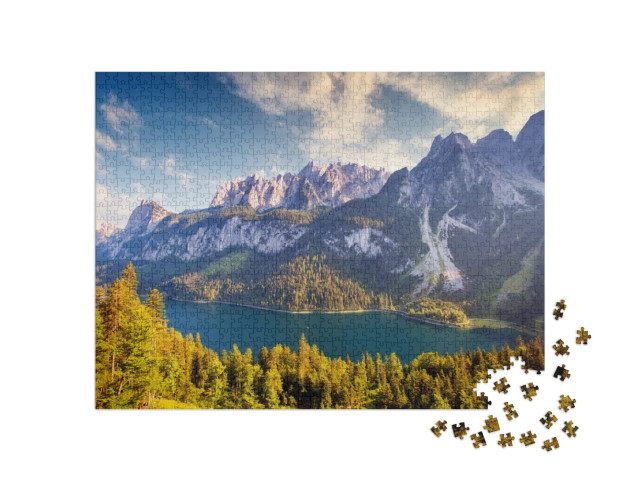 puzzle 1000 dílků „Fantastický výhled na Vorderer Gosausee a ledovec Dachstein, Rakousko“