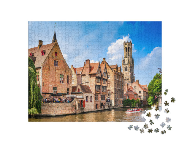 puzzle 1000 dílků „Benátky severu, panorama města Bruggy, Belgie“