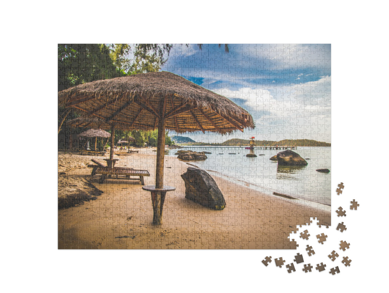 puzzle 1000 dílků „Ostrov Koh Rong, západ slunce na ostrově Koh Rong, Kambodža“
