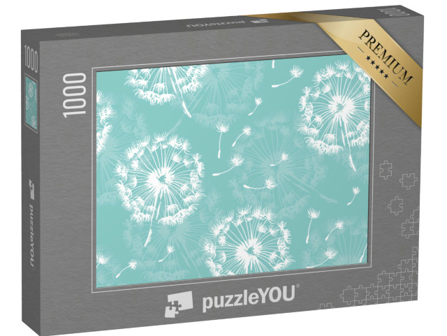 puzzle 1000 dílků „Bezešvé pampeliška vzor, vektorové rostliny a semena ilustra...“
