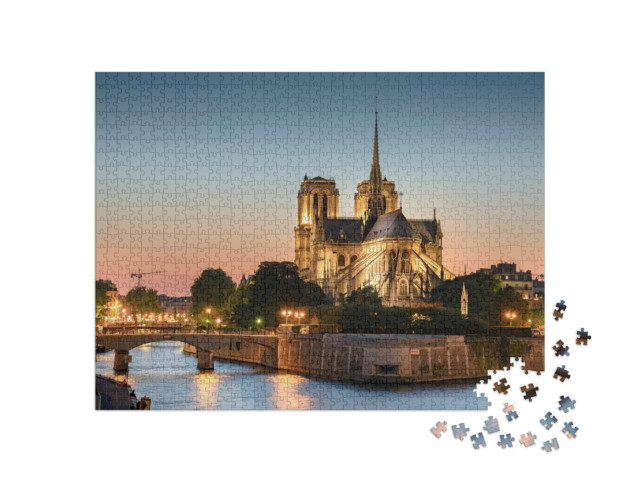 puzzle 1000 dílků „Krásně osvětlené: Notre Dame de Paris“