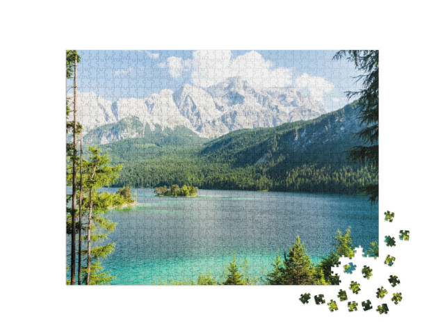 puzzle 1000 dílků „Eibsee před Alpami“