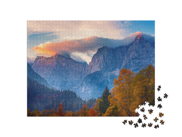 puzzle 1000 dílků „Vrchol Triglavu při východu slunce, Slovinsko, Triglavský národní park“