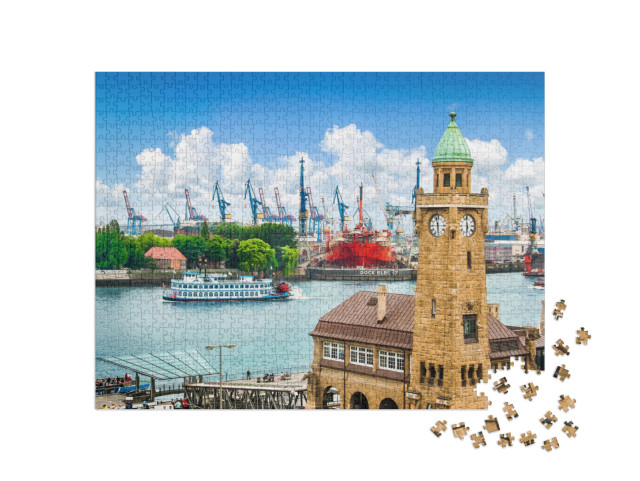 puzzle 1000 dílků „Krásný výhled na hamburská mola“