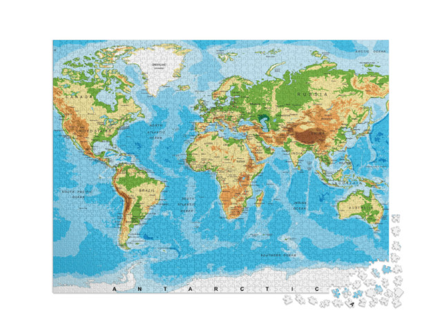 puzzle 2000 dílků „Fyzická mapa světa“