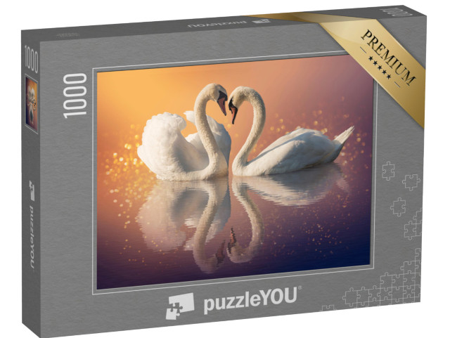 puzzle 1000 dílků „Pár labutí při západu slunce“