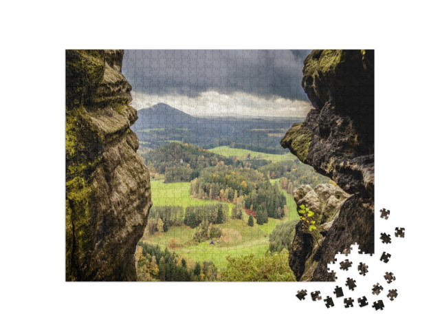puzzle 1000 dílků „Výhled mezi skalami, České Švýcarsko, Česká republika“