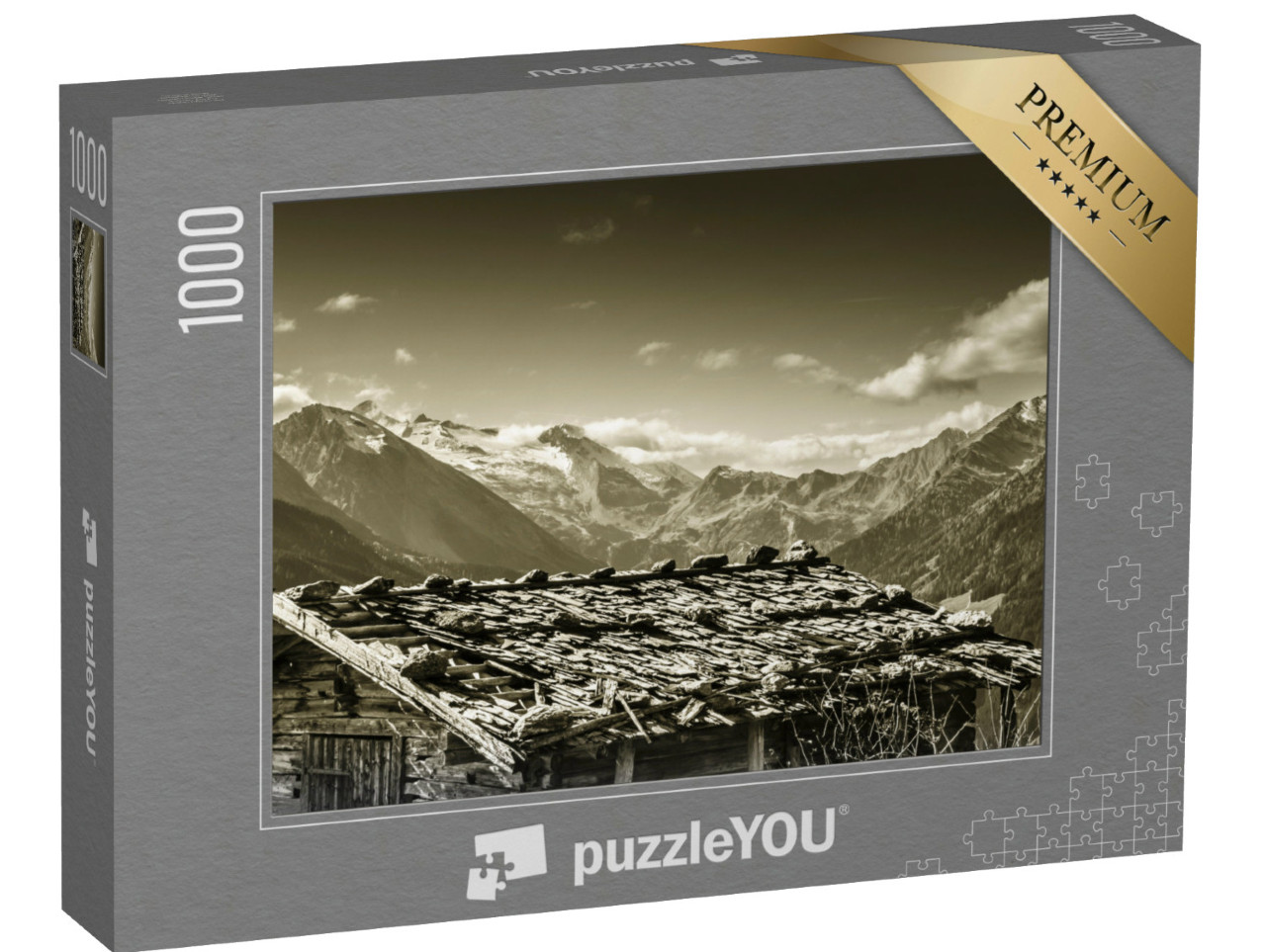puzzle 1000 dílků „Alpská chata na ledovci v Zillertalu“