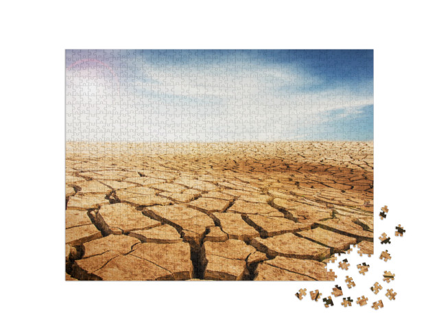 puzzle 1000 dílků „Suchá a popraskaná pouštní podlaha“
