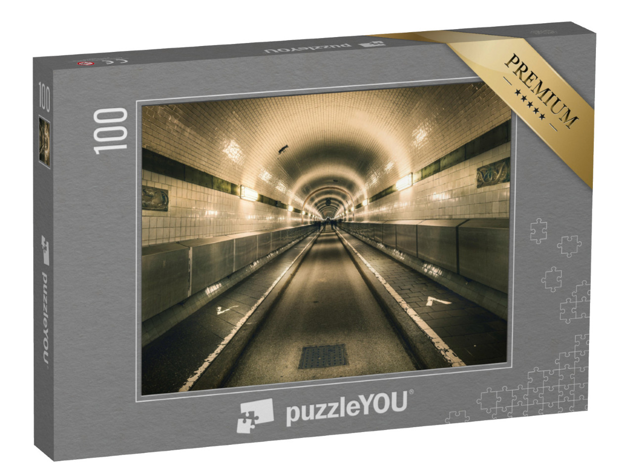 puzzle 100 dílků „Starý labský tunel, Hamburk, Německo“