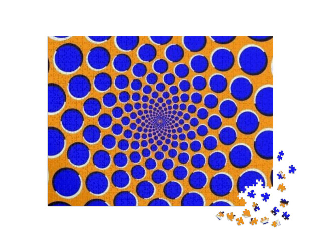 puzzle 1000 dílků „Rotující optický klam: Modré kruhy“