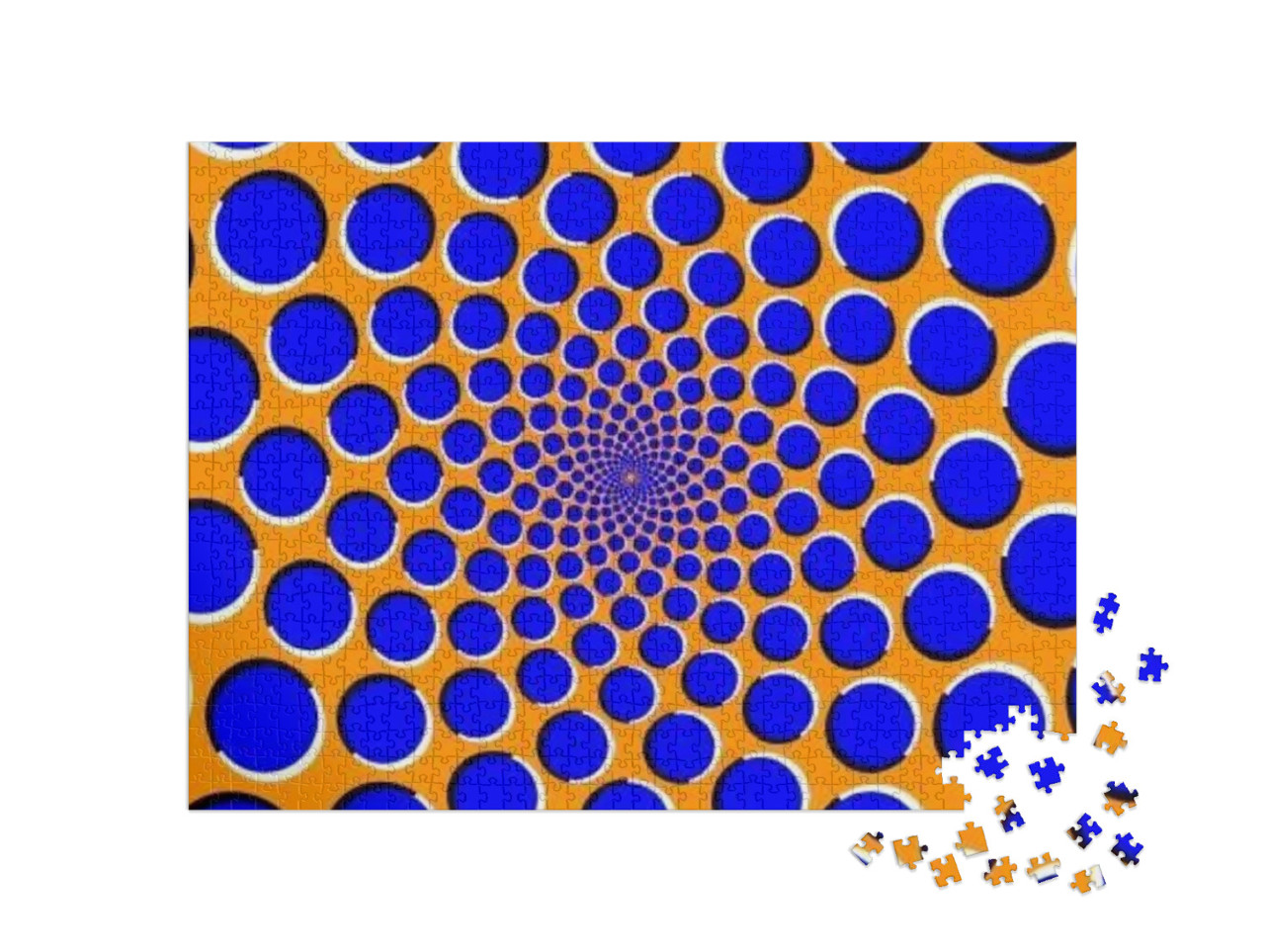 puzzle 1000 dílků „Rotující optický klam: Modré kruhy“