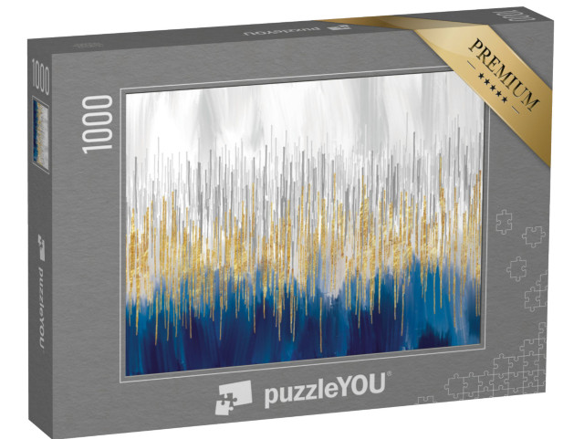 puzzle 1000 dílků „Abstraktní umění ve zlaté a modré barvě“