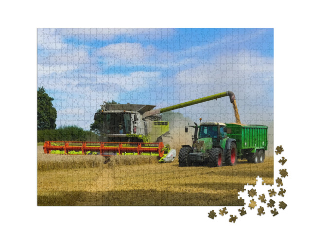 puzzle 1000 dílků XXL „Traktor s přívěsem, Oxfordshire“