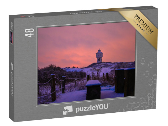 puzzle 48 dílků „Langeoog: Zimní snímek s věží“