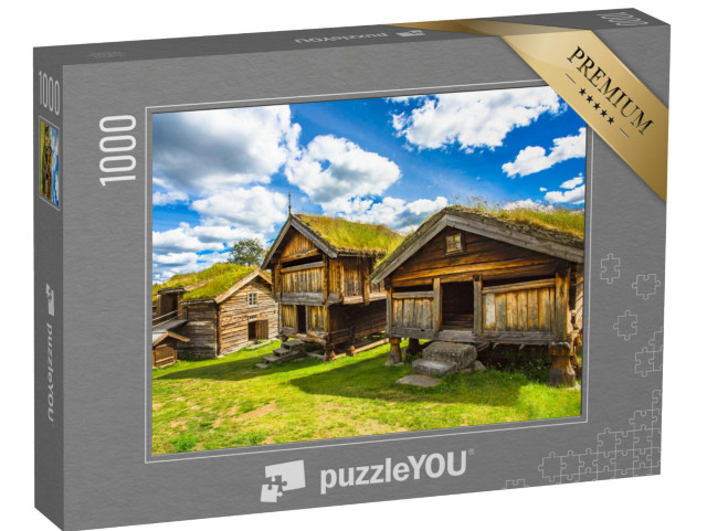 puzzle 1000 dílků „Tradiční norské domy, Geilo, Norsko“