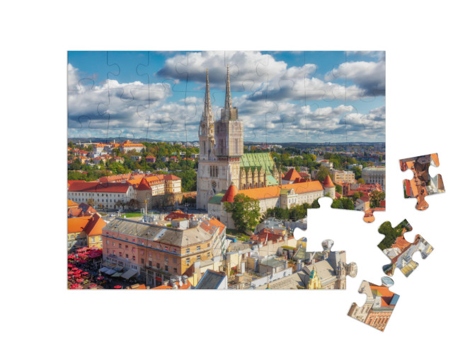 puzzle 48 dílků „Záhřebská katedrála v Kaptolu, okres Záhřeb, Chorvatsko“