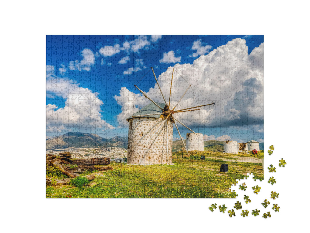 puzzle 1000 dílků „Větrné mlýny ve městě Bodrum, Turecko“