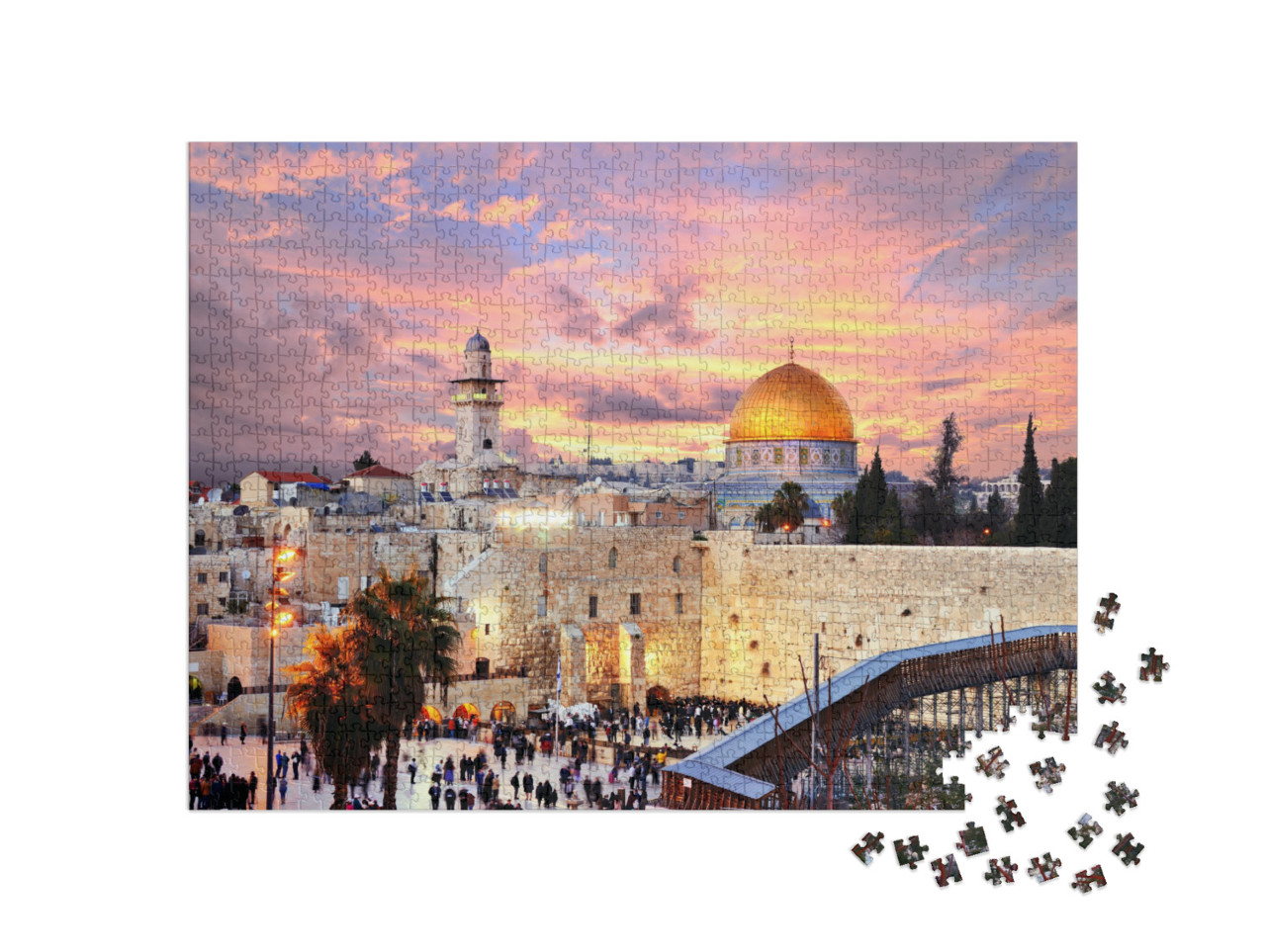 puzzle 1000 dílků „Staré město u Západní zdi s Chrámovou horou, Jeruzalém, Izrael“