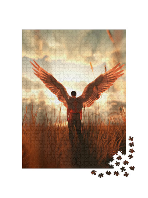 puzzle 1000 dílků „Anděl na travnatém poli“