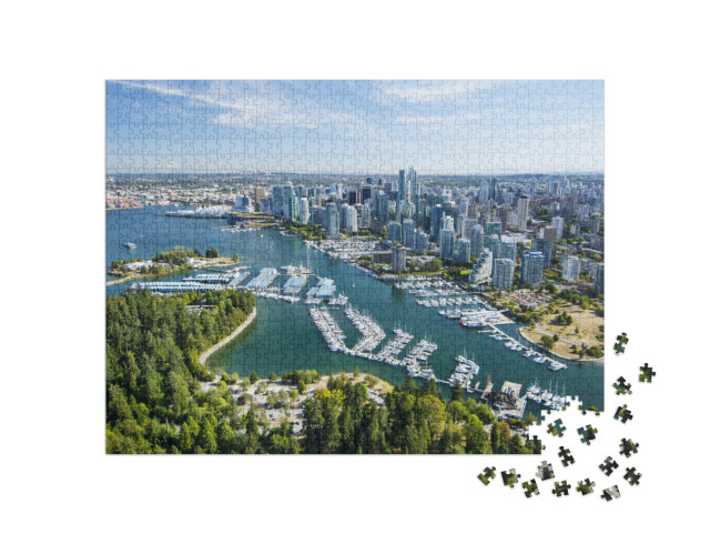 puzzle 1000 dílků „Letecký pohled na Stanley Park, Coal Harbour a Vancouver, BC, Kanada“