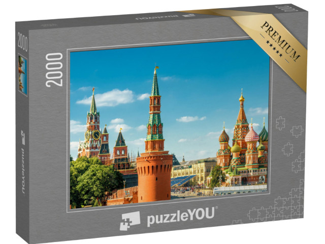 puzzle 2000 dílků „Panoramatický pohled na Rudé náměstí s moskevským Kremlem a chrámem sv. Basila“