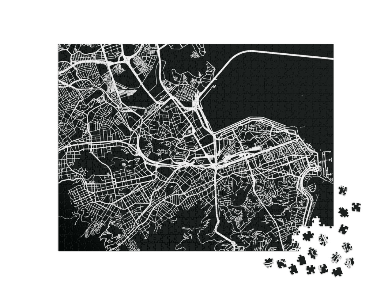 puzzle 1000 dílků „Mapa města Rio de Janeiro, Brazílie“