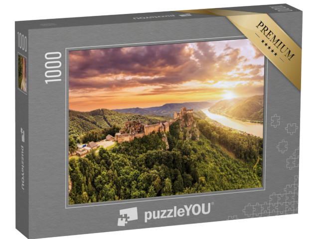 puzzle 1000 dílků „Krásná krajina se zříceninou hradu Aggstein a Dunajem v Rakousku“