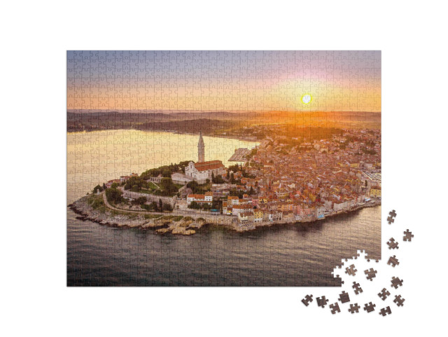 puzzle 1000 dílků „Východ slunce ze vzduchu v Rovinji, Chorvatsko“