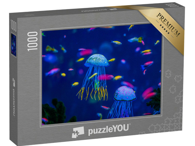 puzzle 1000 dílků „Akvárium s medúzami, rybami a řasami“
