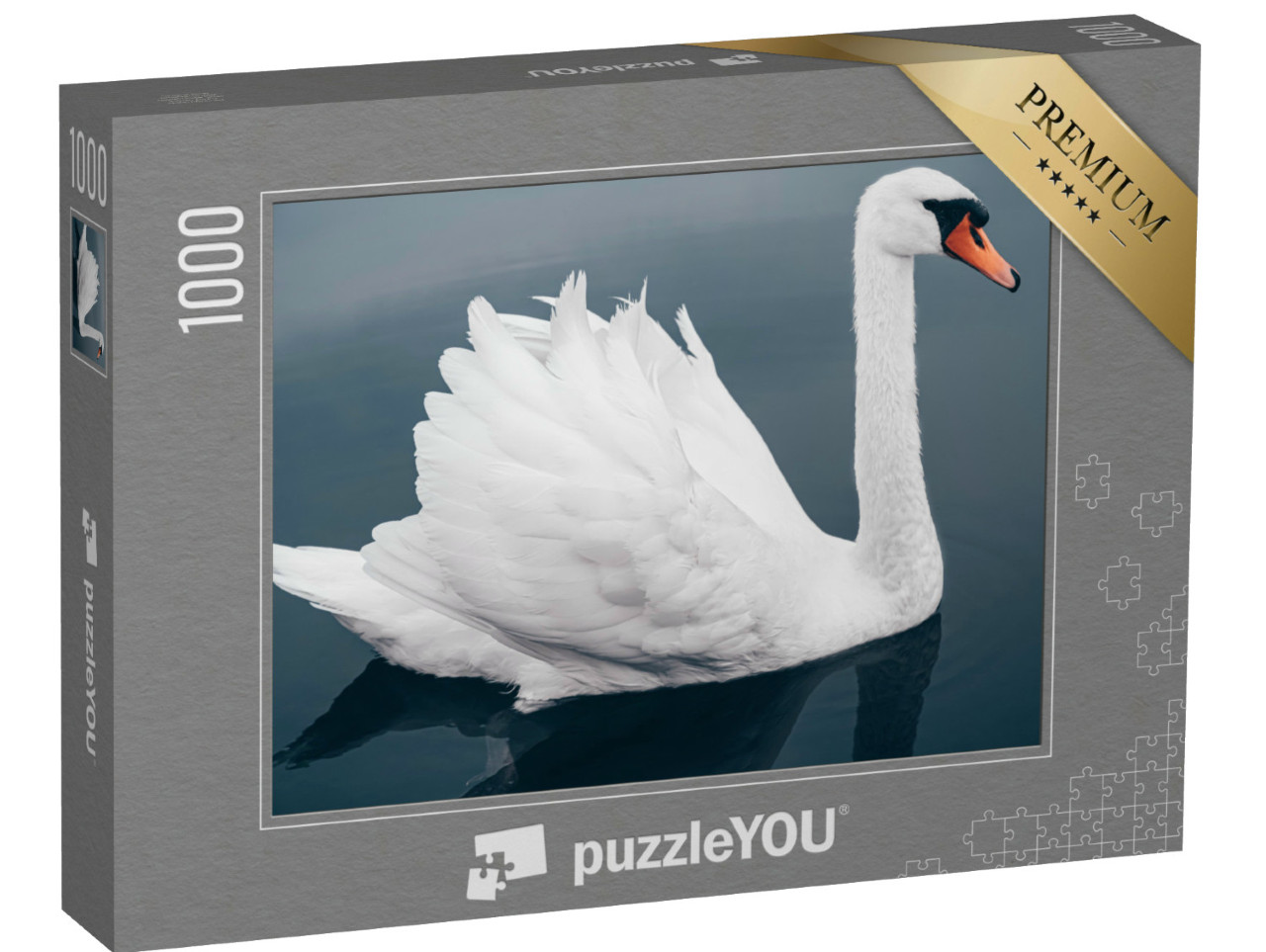 puzzle 1000 dílků „Detail bílé labutě na vodě“
