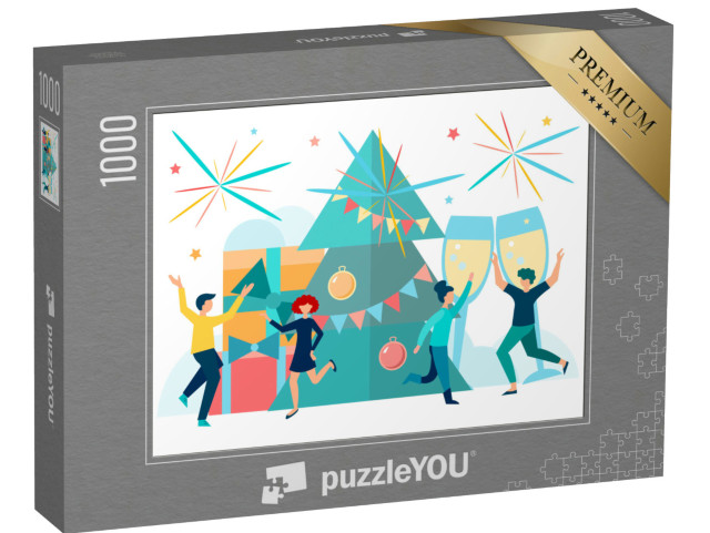 puzzle 1000 dílků „novoroční večírek, mladí lidé tančí a baví se“