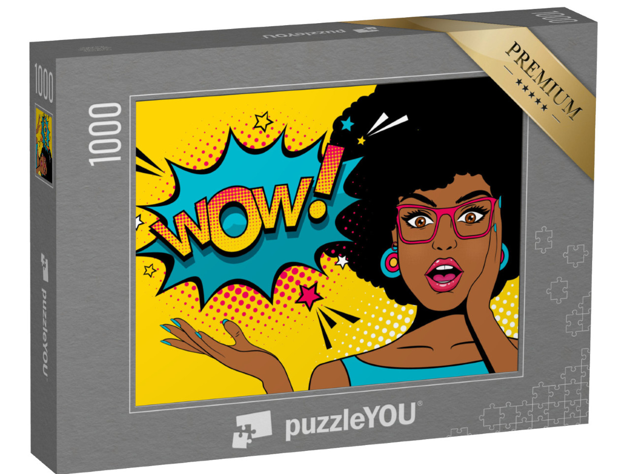puzzle 1000 dílků „Překvapená africká žena ve stylu pop artu“