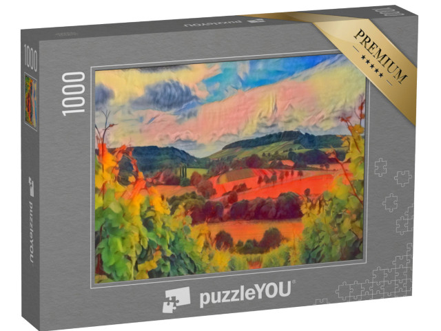 puzzle 1000 dílků „ve stylu Franze Marca - Vinice u Heilbronnu, Německo - Puzzle-Sbírka Umělci a obrazy“