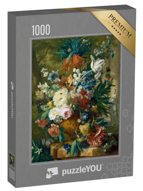 puzzle 1000 dílků „Opulentní kytice tulipánů a růží jako zátiší“