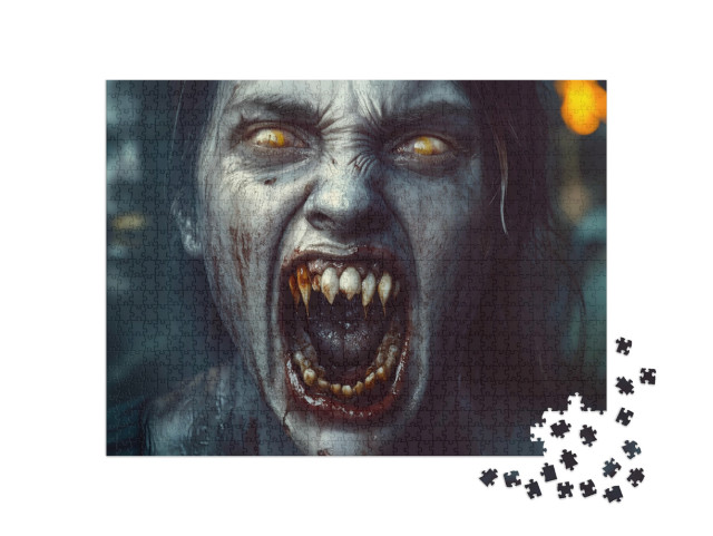 puzzle 1000 dílků „Zombie s ostrými zuby, Halloween“