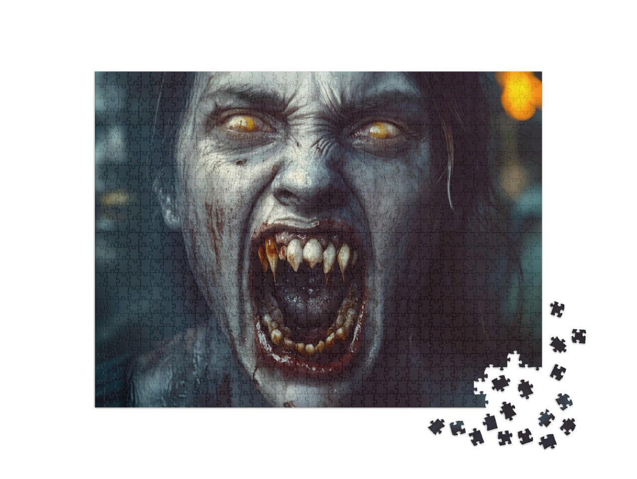 puzzle 1000 dílků „Zombie s ostrými zuby, Halloween“