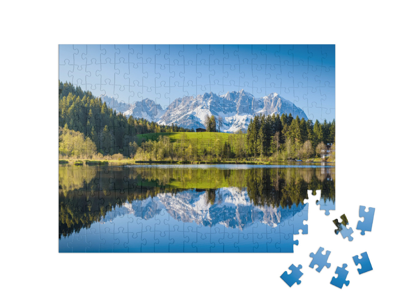 puzzle 200 dílků „Idylická alpská krajina“