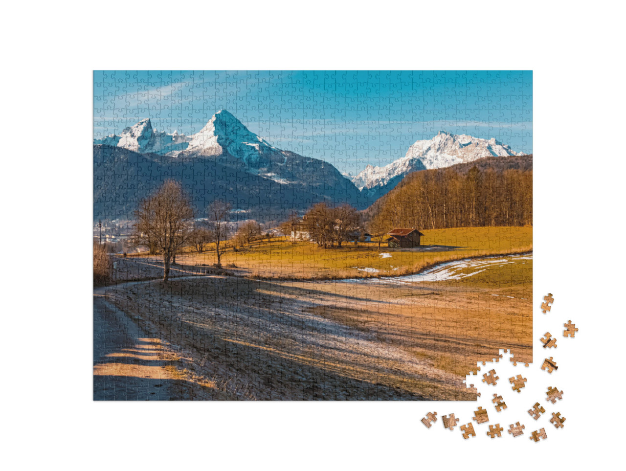 puzzle 1000 dílků „Watzmann a Hochkalter Berchtesgaden, Bavorsko“