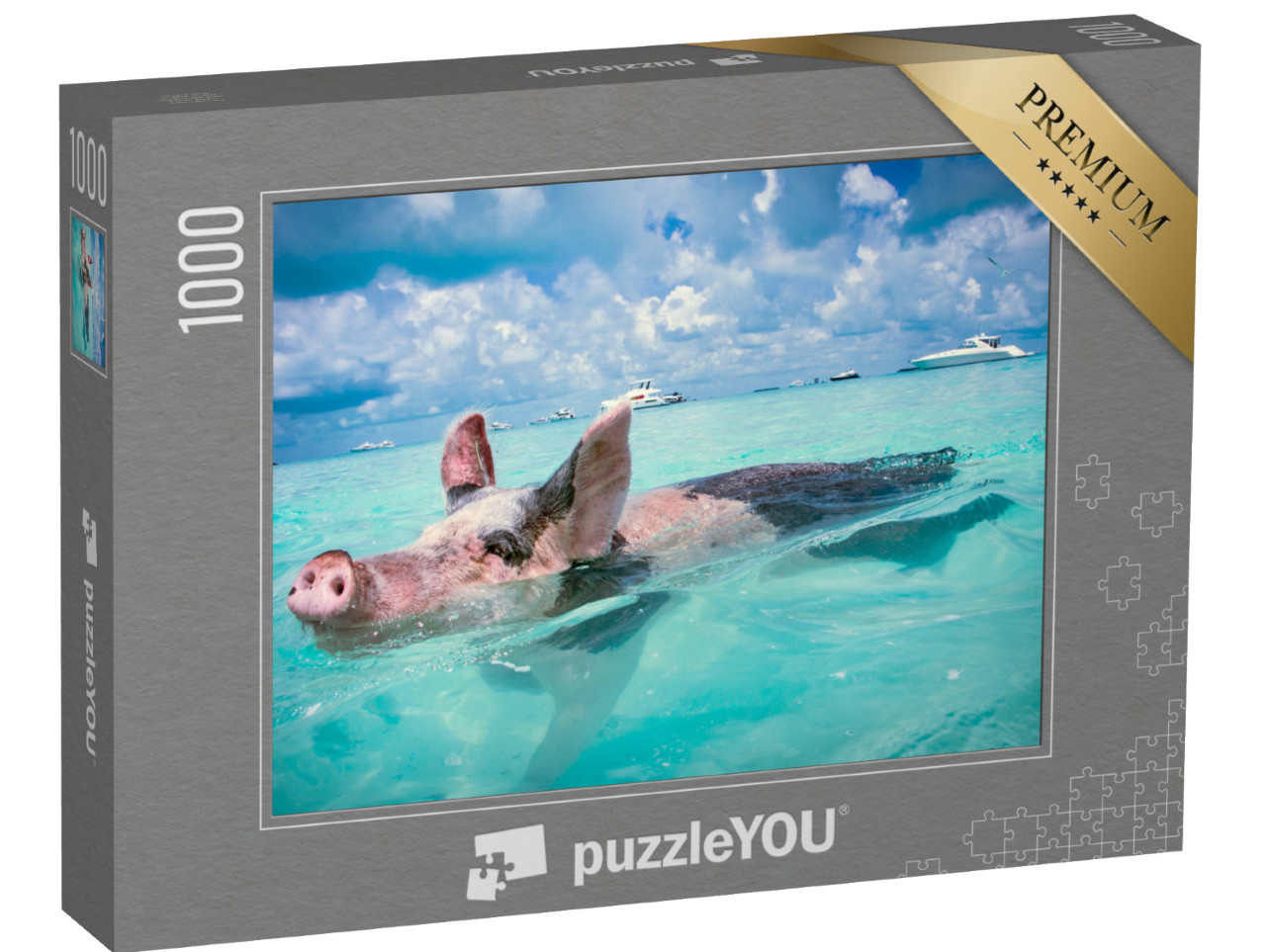 puzzle 1000 dílků „Bahamská prasata na plavání“