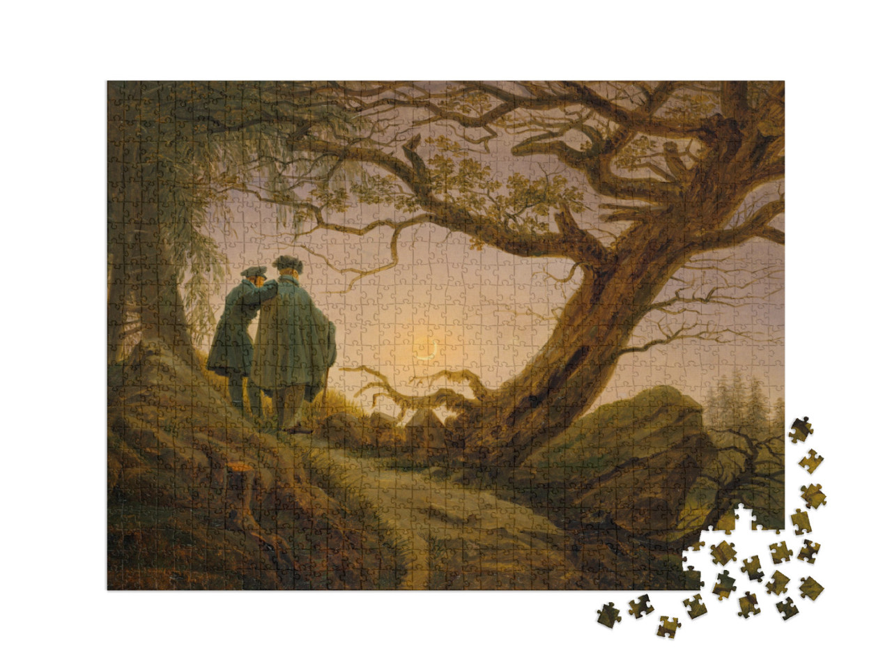 puzzle 1000 dílků XXL „Caspar David Friedrich - Dva muži hledí na Měsíc“