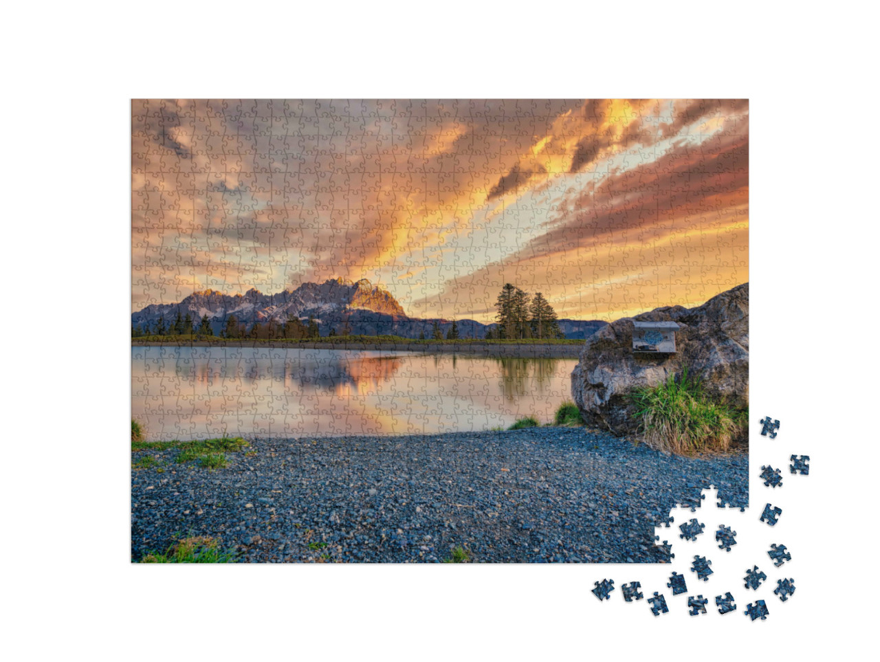 puzzle 1000 dílků „Pohoří Wilder Kaiser brzy ráno“