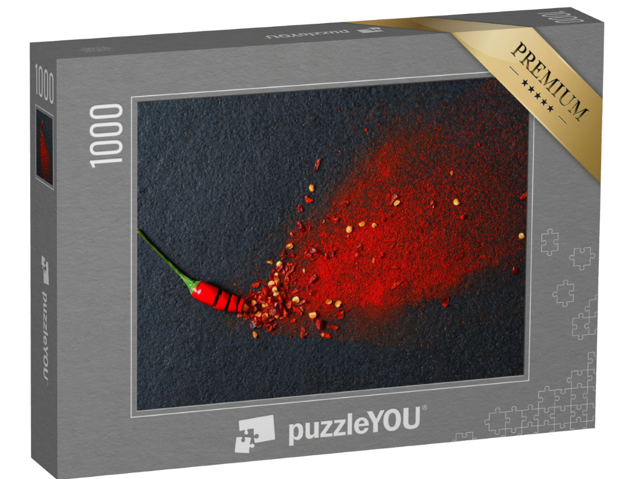 puzzle 1000 dílků „Chilli, červené pepřové vločky a chilli v prášku“