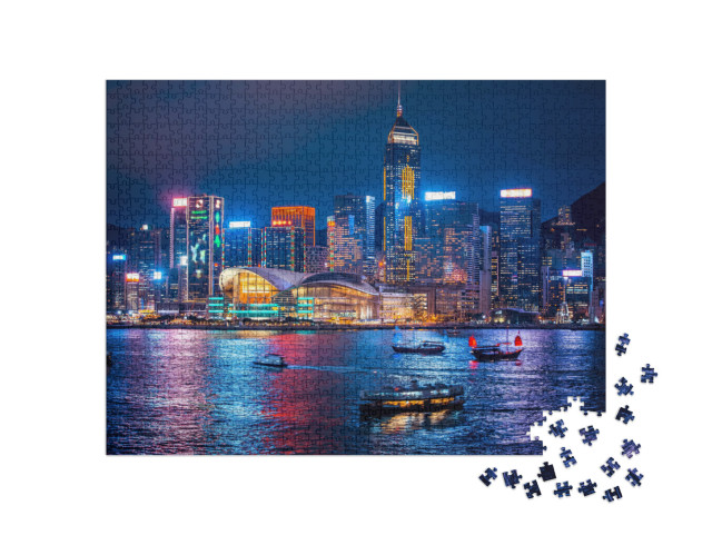 puzzle 1000 dílků „Hongkong v noci“