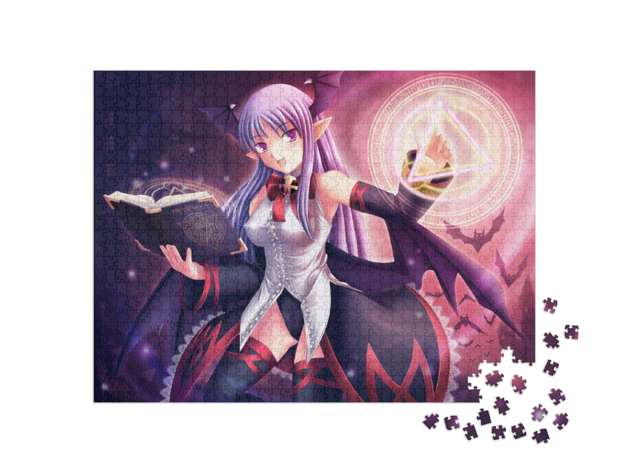 puzzle 1000 dílků „Čarodějnice ve stylu anime sesílá kouzlo“