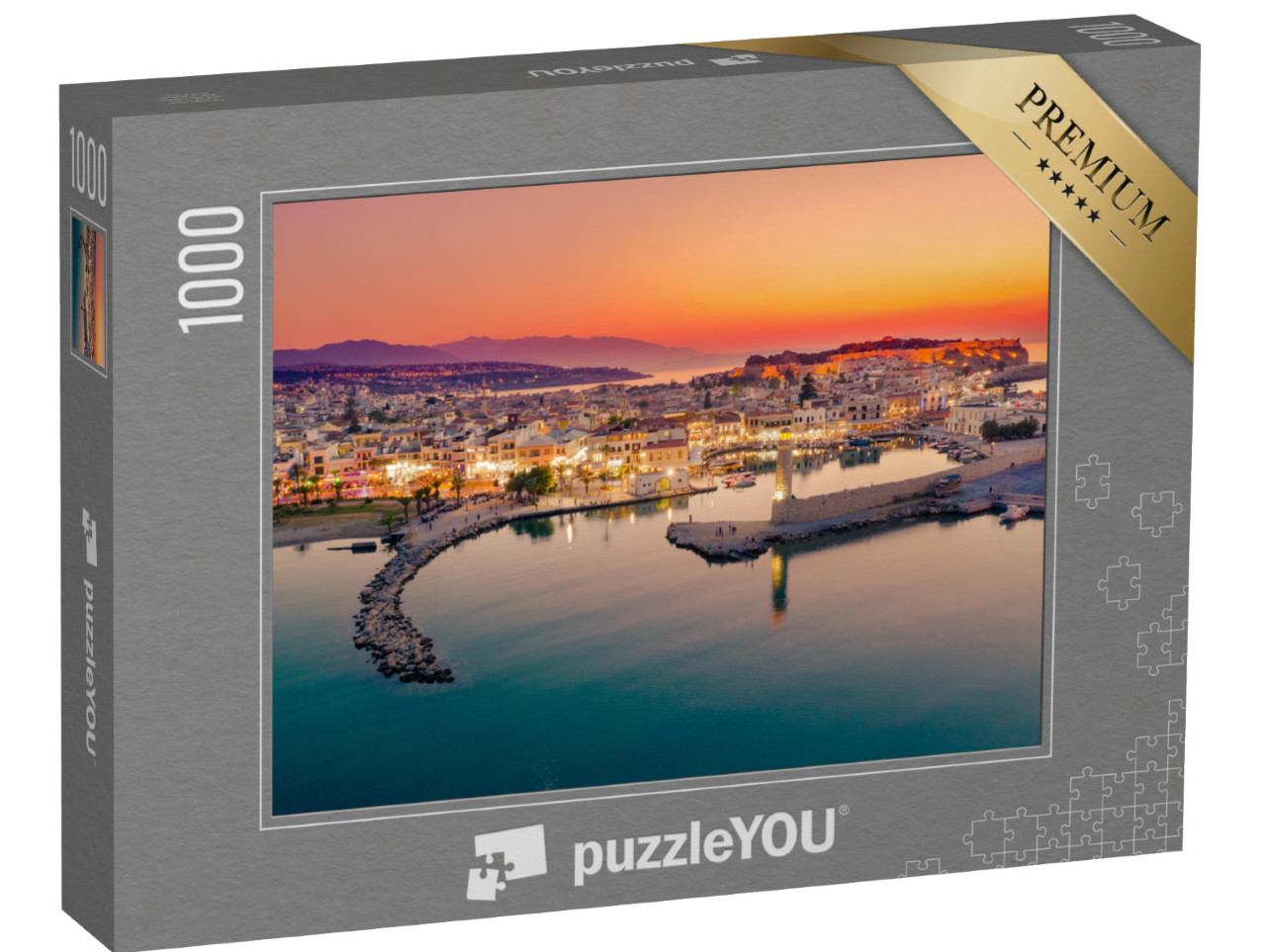 puzzle 1000 dílků „Starý benátský přístav ve městě Rethymno, ostrov Kréta, Řecko“